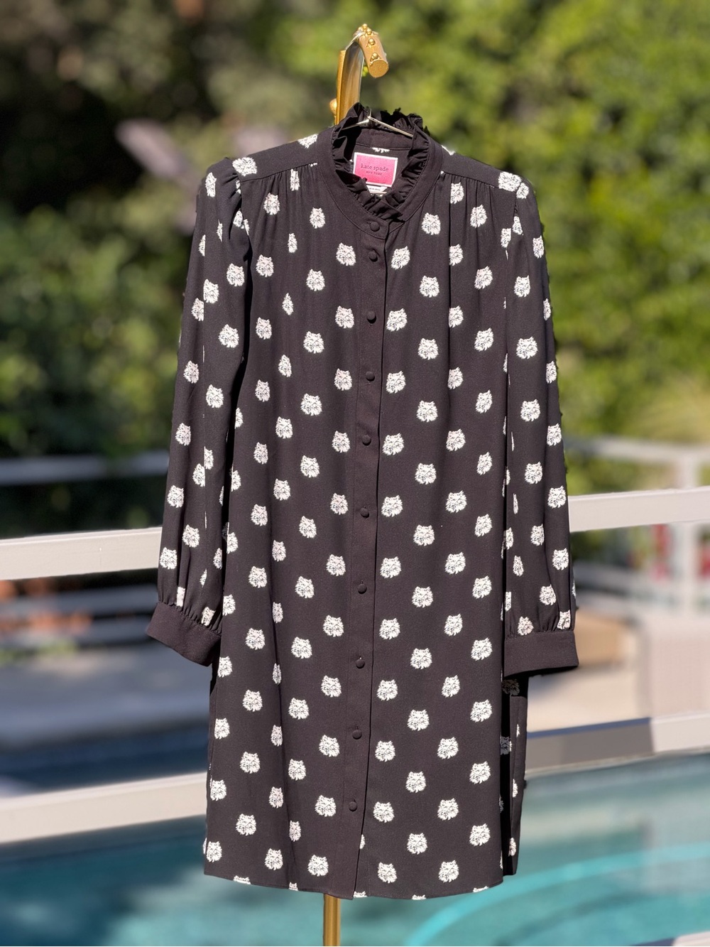 kate spade Black Long Sleeve Floral-Print Shirt Dress